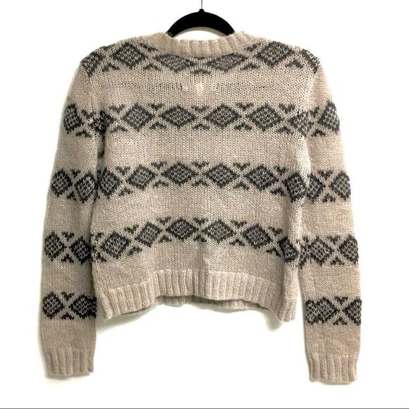 ARITIA Mohair Wool Crew Neck Long Sleeve Cropped Sweater Tan Brown XXS - Picture 2 of 3